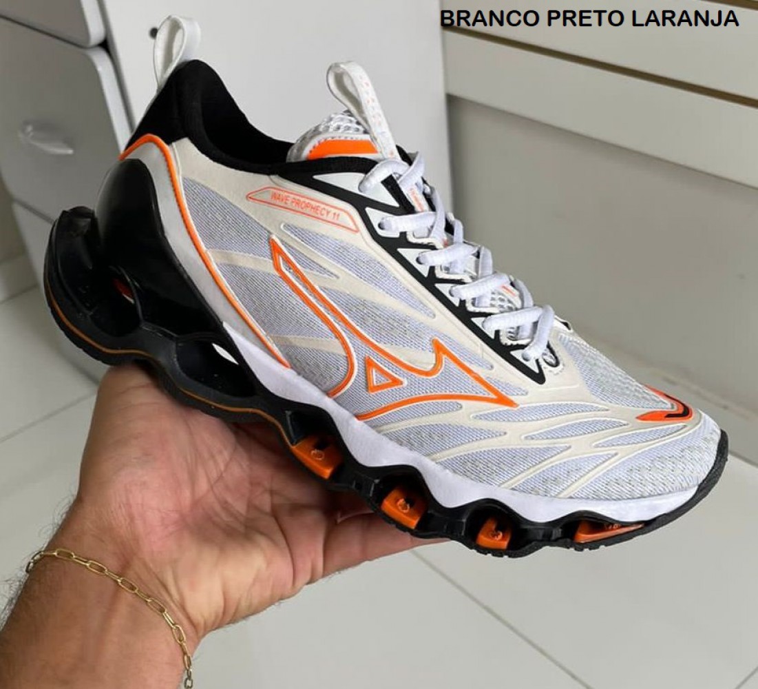 Tenis MIZUNO BRANCO LARANJA KeQ