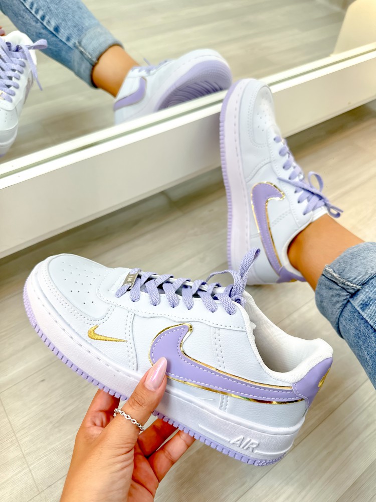 Tênis Nike Air Force 1 Color Branco/Lilás - Angel Shoes 44