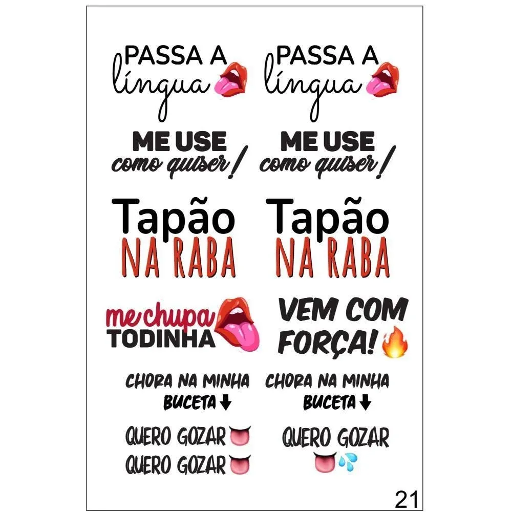 Tatuagem temporária cada frase 5 reais - Boutique sete sensações