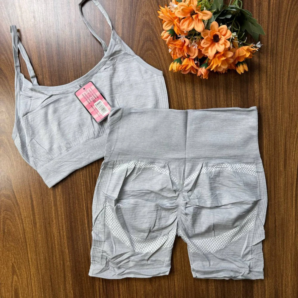 CONJUNTO FITNESS SEM BOJO(CINZA ) - LINDA MOREIRA MODA INTIMA