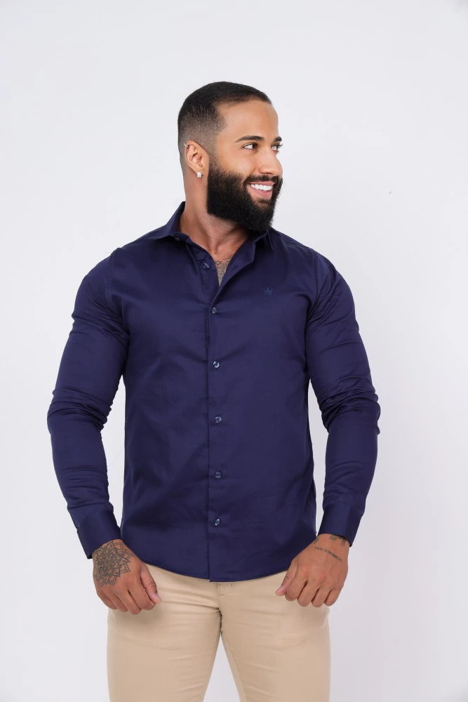 BLUSA ACETINADA NÓ - Azul-marinho