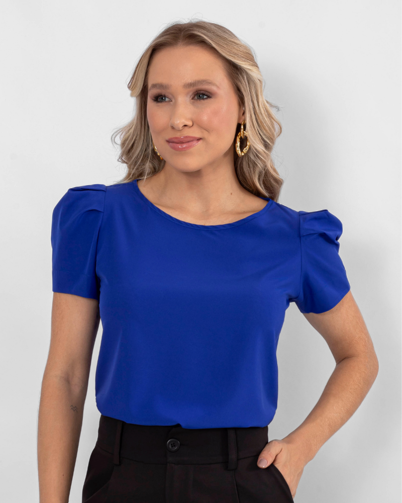 Fashion blusa seda azul