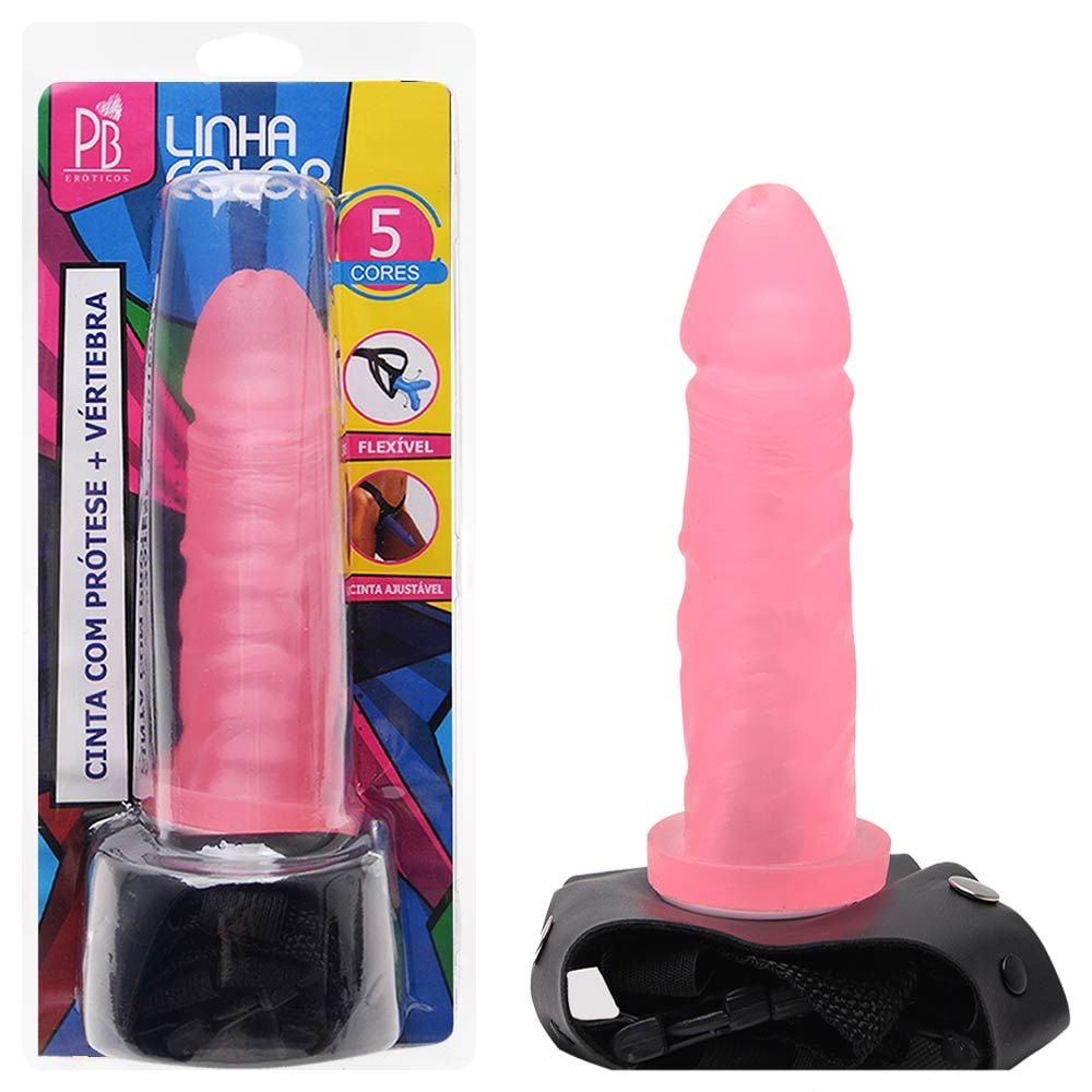 Cinta Com Pênis Color Vértebra 15 X 4Cm Pau Brasil - SEXSHOP DESEJO ÍNTIMO