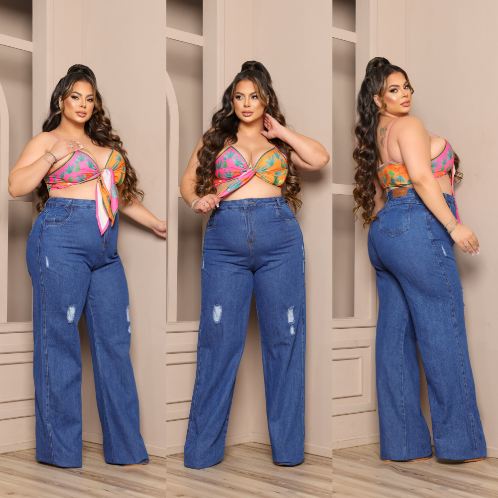 Calça jeans plus size fashion atacado